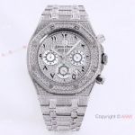 Replica Audemars Piguet Royal Oak Full Iced Out Watch SS Arabic Scripts Dial